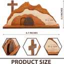 3 x He is Risen Easter Decor, Empty Tomb Easter Decoration, Resurrection Decorations, Christian Gifts, Wooden Cross Display for Tabletop Christian Home Decor Religious Easter Scene for Indoor Use