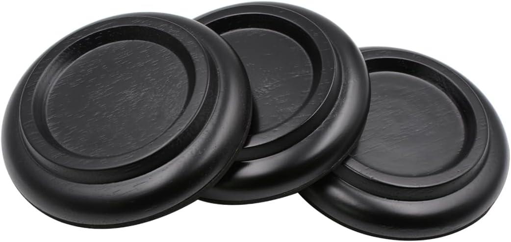 Piano Caster Cups Grand Piano Caster Cups Piano Leg Hardwood Cups Pads for Grand Piano (Wood Black, Set of 3)