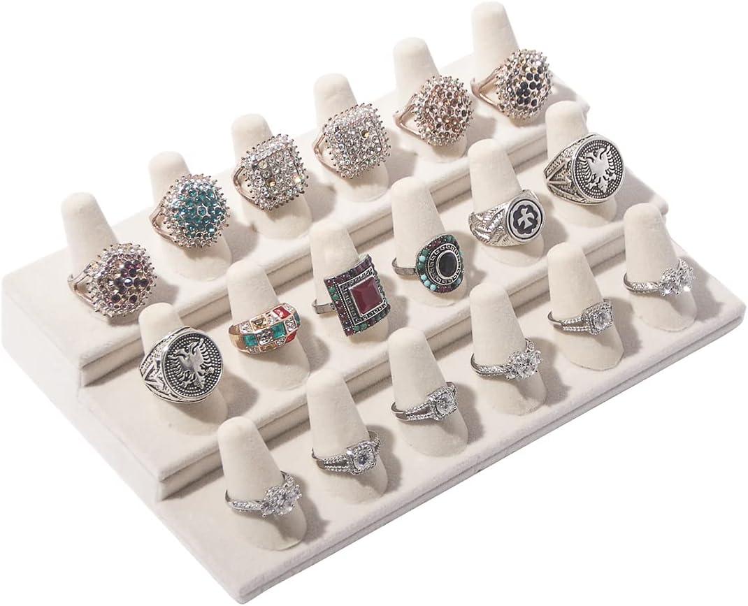 ByKen Ring Holder Organizer Display Stand (White Velvet)