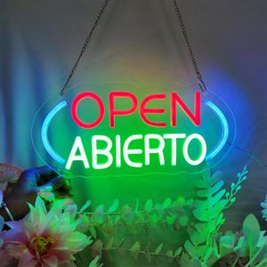 Abierto Neon Sign for Wall Decor,Open Neon Sign Decoration,Open Sign for Business Shop,Pub Bar,Restaurant,Coffee LED Sign,Cute Letter for Salon Stores,Hotel Wall,Gift,SIGNVIA,Size:35 * 16cm