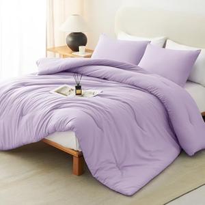 CozyLux Oversized King Comforter Set Lavender, 3 Pieces 120"x98" Lightweight Down Alternative Quilted Bedding Sets, Light Purple All Season Solid Comforter with 2 Pillowcases, Bed Set Gift for Home