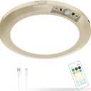 Battery Operated LED Celling Lights Fixture with Auto Motion Sensor, Smart Body Sensor Ceiling-mounted Lamps with 3 Colors/Brightness, Motion Detection Magnetic Celling Lights for Closet Shower-Gold
