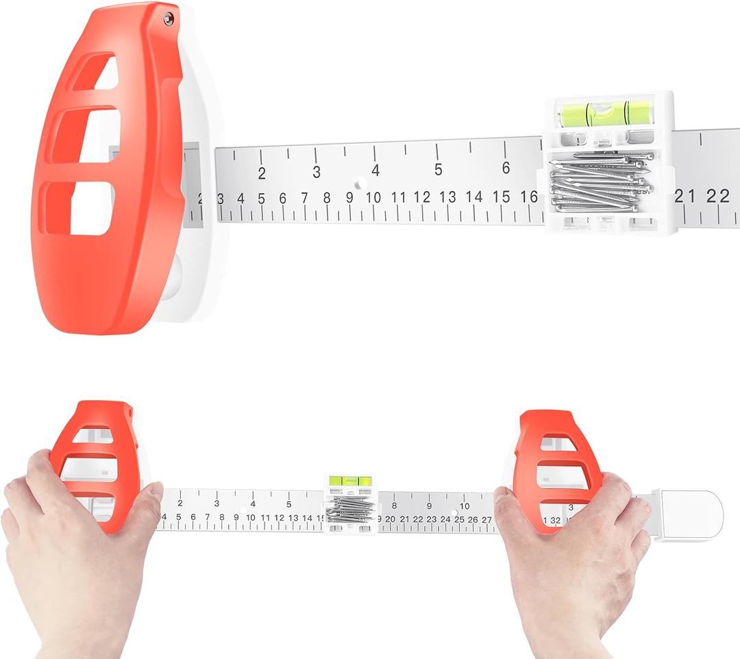 Level Ruler Picture Hanging Tool with Level Precision Wall Mount Guide for Frames & Artwork, Easy Alignment Hanging Tool with Built-In Level for Home Decor Installation