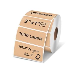 iEager 2x1 Inch Thermal Labels, Brown Rectangle Thermal Printer Stickers, Durable Shipping Label Printer Sticker for Barcode, Name, Address, 1000 Labels/Roll