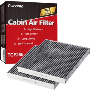 Puroma Cabin Air Filter with Activated Carbon, Replacement for CP285, CF10285, Toyota Camry, RAV4, Highlander, Corolla, 4Runner, Tundra, Prius, Sienna, Lexus, Scion, Subaru, Jaguar (2 pcs)