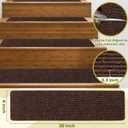 Stair Treads Non-Slip 16 Pack 8"x30" - Carpet Stair Runner for Indoor Wooden Steps with TPE Backing & Anti-Skid Surface, Reusable Adhesive Safety Rug for Kids/Elder/Pet-Friendly - Brown