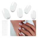 6 x Semi Cured Gel Nail Strips, 20 PCS Gel Nail Stickers - UV Light Wraps, Salon Quality & Easy to Use - French Chess