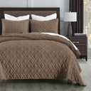 HORIMOTE HOME Quilt Set Twin Size Pine Bark, Classic Geometric Diamond Stitched Pattern, Ultra Soft Microfiber Lightweight Bedding Set Bedspread Coverlet for All Season with 1 Quilt 1 Pillow Sham