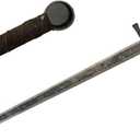 Hunter Edge Austral Supplies 40.5” Hand Forged Carbon Steel Rustic Broad Sword with Leather Wrapped Handle, Black/Brown (901132) 