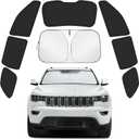 Car Window Shades for Jeep Grand Cherokee 2011-2021 Accessories - Full Set 8PCS Side Window Sunshades with Memory Frame & Blackout Fabric, Privacy UV Shield for Camping/Travel
