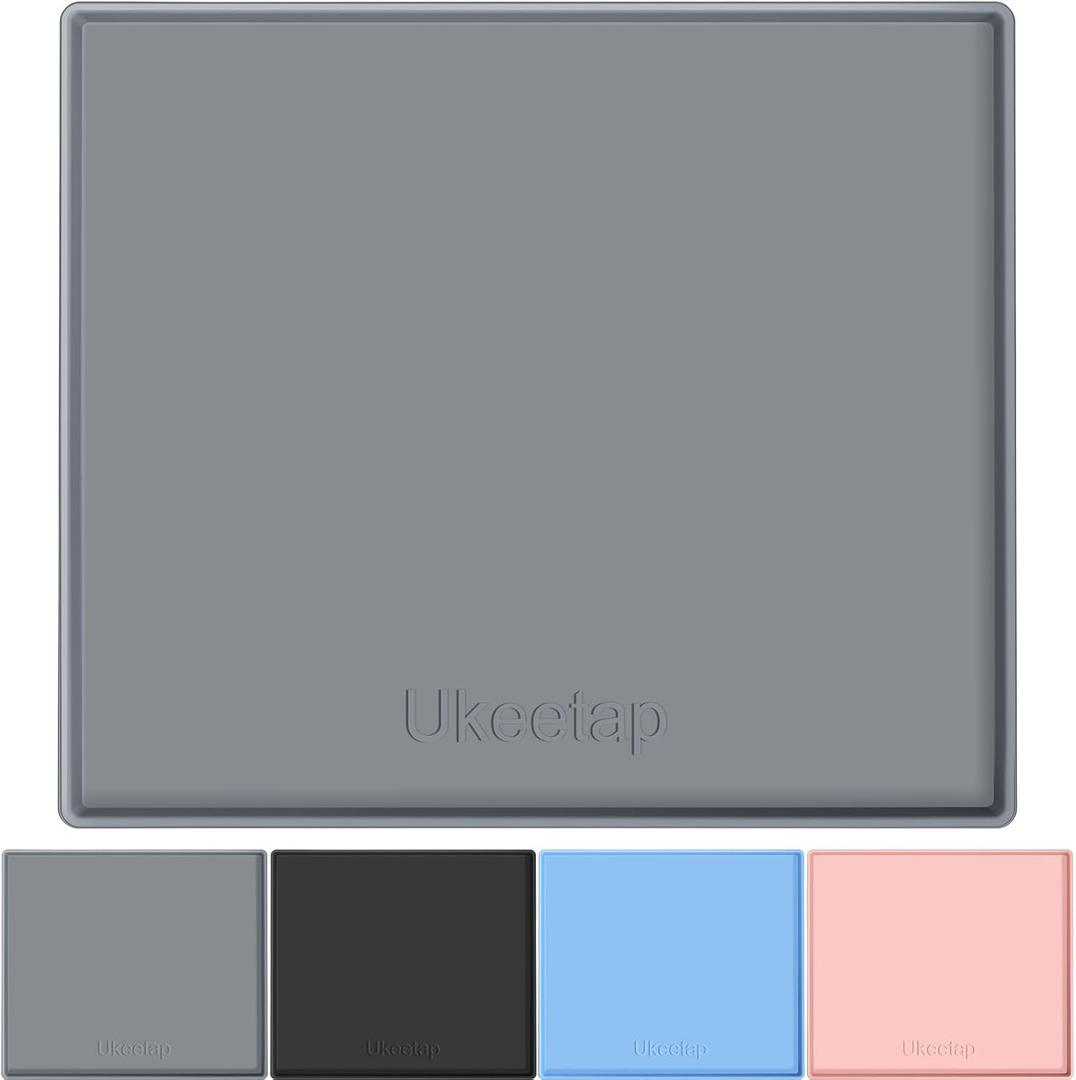 22" x 19" Extra Thick Waterproof Silicone Mat with Raised Edge, Under Sink Mat for Kitchen & Bathroom, Kitchen Cabinet Liner, Multi-Purpose for Storage & Protection, Gray