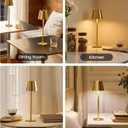 3 Pack Cordless Table Lamp, Portable Battery Operated Lamp with 3 Color Temps and Stepless Dimming, Rechargeable Table Lamp for Dinner, Desk, Cafe, Outdoor (Brushed Gold)