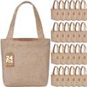 Aliceset 24 Pcs Mini Burlap Tote Bags with Handles Reusable Burlap Gift Bags with Tags Small Wedding Welcome Bridesmaids Jute Bag Bulk for Party Supplies DIY Craft (8 x 8 x 3.2 Inch,Light Brown)