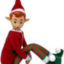 The Original Elf 12" Plush Christmas Elf Doll – Poseable Shelf Sitter with Flexible Dangling Legs – Perfect for Christmas Decorations, Toy Elf for Kids, Mini Elves, and Tree Topper (Boy)