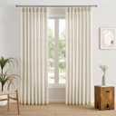 RAIN CITY Natural Cream Curtains 100 Inches Long, Elegant Pleated Viral Linen Curtain for Living Room, Boho Natural Ivory Semi Sheer Drapes for Bedroom 50x100 Back Tab with Hooks