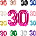 30 Balloon Number, Hot Pink Number 30th Birthday Balloons 40 Inch, 30 Years Old Hot Pink Birthday Decorations for Men Women, 30th Anniversary Decorations