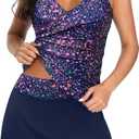 Talisea Womens Tankini Bathing Suits with Skirt Two Piece Tummy Control Swimsuits Ladies Swimwear (Medium, Star Whole Sky)