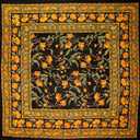 India Arts French Floral Square Cotton Tablecloth 60" x 60" Amber on Black