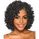 XIUFAXIRUSI XIUFAXIRUSI Short Curly Wigs for Black Women Black Kinky Curly Afro Wig with Side Bangs Natural Synthetic Full Hair Wig