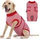 FUAMEY Dog Recovery Suit Male,Dogs Surgery Neuter Suits Puppy Spay Shirts for Female Protect Dog's Skin Anti Licking Abdominal Wounds Doggie Onesie Pet Bodysuit Alternative to Cone Red Stripes XXL (XXL(Back:24.8-29.5in,WT:75+lbs))