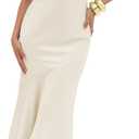 Summer Satin Tube Top Strapless Midi Dress for Women 2025 Formal Ruched Backless Wedding Guest Long Dresses (XL)