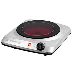 OVENTE Countertop Infrared Single Burner, 1000W Electric Hot Plate with 7” Ceramic Glass Cooktop, 5 Level Temperature Setting & Easy to Clean Base, Compact Stove for Home Dorm Office, Silver BGI101S