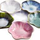 Set of 5 Ceramic Condiment Dishes, Sushi Dish Dipping Bowls for Soy Sauce, Sushi, 4-Inch Diameter, Assorted Colors for Kitchen Serving