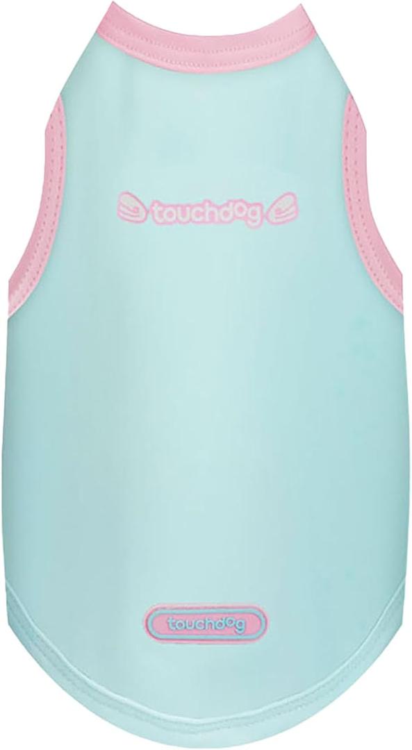 Touchdog Dog Cooling Shirt, Breathable Sleeveless Dog Shirts for Small Dogs, UPF 50+ Sun Protection Lightweight Quick-Dry Summer Vest Tank Top, Glacier Blue,Size M