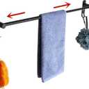 Stretchable 19.7-31.5 Inch Towel Bar Towel Hanger Towel Rack Stainless Steel Strong 3M Adhesive Bathroom Wall-Mounted Type No Hole mounting Hole Drilling Installation Toilet Kitchen (Black One-bar)