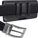 Cell Phone Belt Holder with Clip, Holster for Men, Premium Cellphone Pouch Case for iPhone 17, 16e, 16, 15, 14, 13, 12, 11 & Pro Models, (Fits with Otterbox Commuter Case on), Black