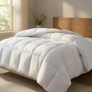 TEKAMON All Season Oversized King Comforter Winter Warm Summer Soft Quilted Down Alternative Duvet Insert Corner Tabs, Machine Washable Luxury Fluffy Reversible Collection for Hotel,White,98x116