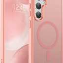 SUPFINE Magnetic for Samsung Galaxy S24 Case / S25 Case(Compatible with MagSafe) (Military Grade Drop Protection) Slim Translucent Shockproof Phone Case, Pink