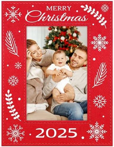 FaCraft Christmas Picture Frame 2025 - Snowflake Vertical 4x6 Merry Christmas Photo Frame for Family Friends Kids Women Men - Xmas Party Holiday Picture Frames Gifts Home Decorations Souvenir Keepsake