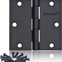 24 Pack Black Door Hinges, 3.5 x 3.5 Inch Black Hinges for Interior Doors 3 1/2 Inch Hinges for Residential Doors, Square Corners Interior Door Hinges for Standard Flat/Bedroom