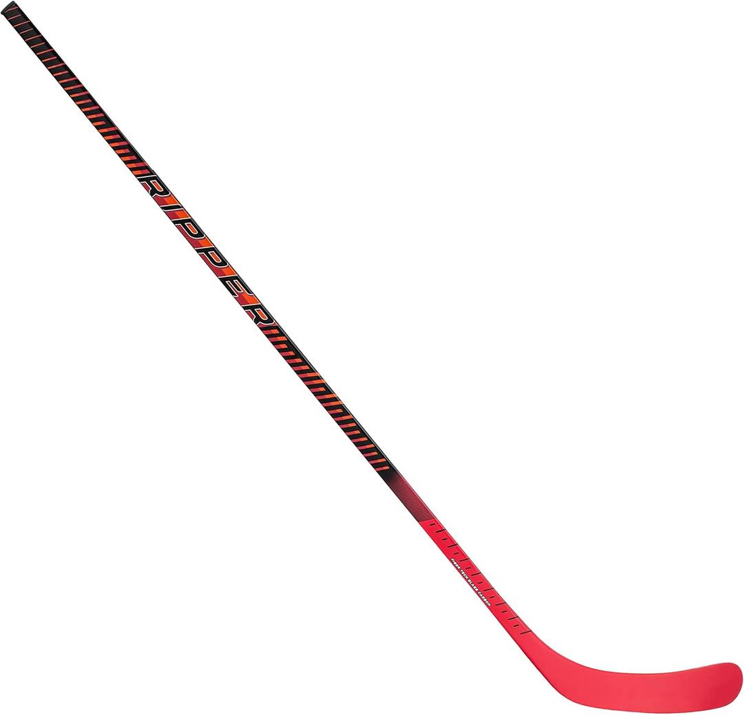 Franklin Sports Kids Ice Hockey Sticks - Ripper Junior + Youth Composite Hockey Sticks - Righty + Lefty 50-Flex Ice Hockey Sticks - Textured Grip - 55" Inch + 42" Inch Youth Hockey Sticks, Red, 55", Left Shot
