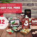 2 x GIA'SKITCHEN Disposable Aluminum Pans with Lids, 24 Piece, Set of 12 - Heavy Duty Foil Pans with Lids Perfect for Leftovers, Holiday Treats, Gift Giving - Assorted Snowman Rectangular