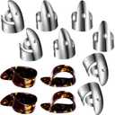 Shappy 12 Pcs Steel Finger Picks Set, Including Stainless Steel Finger and Thumb Picks, Metal Adjustable Bass Guitar Accessories for Guitar Banjos(Stylish Style)