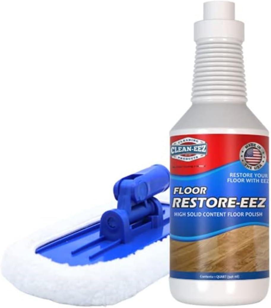 Clean-eez Ultimate Floor Restorer & Polish - Revitalize, Protect, Shine Wood, Laminate, Vinyl, Bamboo, Slate, Terracotta & More (1 Bottle W/Microfiber)