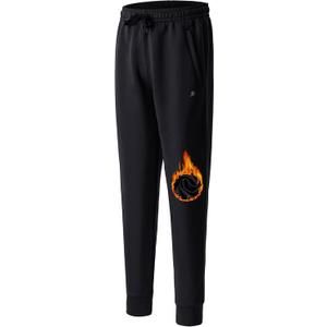 DEVOROPA Youth Boys Joggers Fleece Lined Water Resistant Tapered Sweatpants Winter Thermal Track Athletic Pants Zip Pockets (Large, Black)