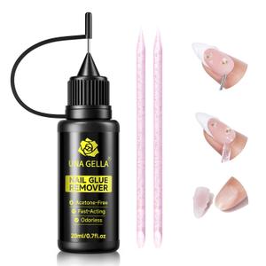 UNA GELLA Nail Glue Remover for Press on Nails20ml Pinpoint Non-Acetone Gel Nail Glue Remover for Nails TipsGentle GLUE Remover with Upgraded Stick Easy Removal DIY Manicure Supply