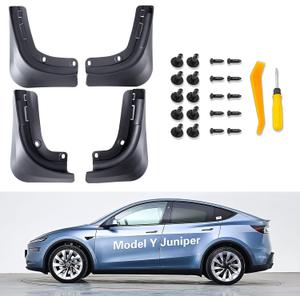 Mud Flaps for Tesla Model Y Juniper 2025-2026 | Set of 4 Flexible TPE Splash Guards, Crack-Resistant No-Drill Install, Durable All Weather,Tesla Model Y Accessories