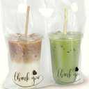 Drink Carrier Bag - 100pcs 2 Cup Carrier with Handle for Delivery Drivers - 32oz Cup Holder Bag for Beverages - Plastic Drink Bags for Food Delivery