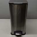 Home Zone Living 4 Gallon Slim Kitchen Trash Can with Soft Close Lid and Step Pedal, Stainless Steel Wastebasket with Removable Liner, Silver