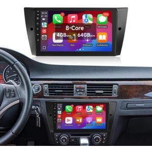 8-Core 4+64GB Car Radio for BMW 3 Series 328i 335i 325i 2005-2011 with Carplay Android Auto, 9Inch Android 13 Touch Screen Stereo for BMW E90/E91/E92/E93 Head Uint (Non Fiber Optic Version)