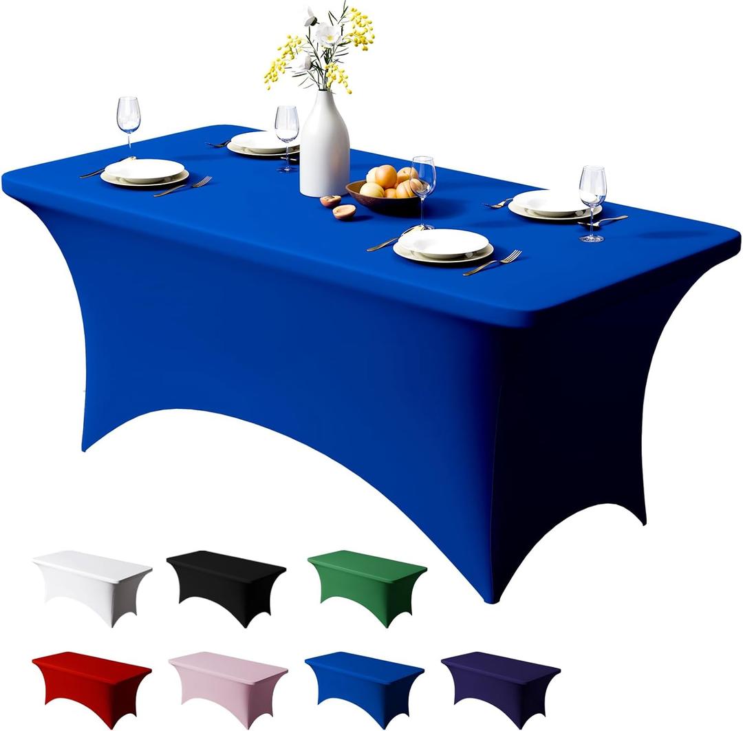 Trlyc 1 Pack 4FT Spandex Table Cloth - 48 x 30 Inch Rectangular Stretch Tablecloth, Wrinkle Resistant Scretch Table Cover for Wedding, Party, Banquet, Picnic, Outdoor Decoration (1 Pcs,Royal Blue)