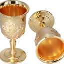 Mini Gold Goblet, 2pcs Altar Chalice 25ml Holy Altar Chalice Metal Shot Glasses Wine Cup for Wine Liqueur Whiskey