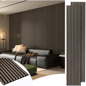 Art3d 2-Pack 108" x 12" Acoustic Wood Panels for Wall, Soundproof Wood Slat Panel for Wall and Ceiling, 3D Fluted Sound Absorbing Paneling for Interior Wall Decor, Living Room, Bedroom - Walnut