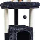 SYANDLVY 27IN Cat Tree for Indoor Cats Large Adult, Modern Activity Tower with Scratching Posts, Condo with Plush Perch, Climbing Stand with Spring Ball for Play, Smoky