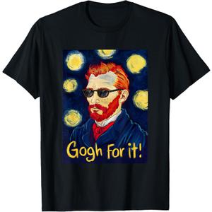 Gogh For It Let It Gogh Vincent Van Gogh Artist Funny Image T-Shirt, XXL, Black 