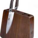 HOSHANHO Magnetic Knife Block 10 x 9 Inches, Double Sided Magnetic Knife Holder and Kitchen Knife Organizer Storage, 7 Slots Acacia Wood Universal Knife Block for Chefs